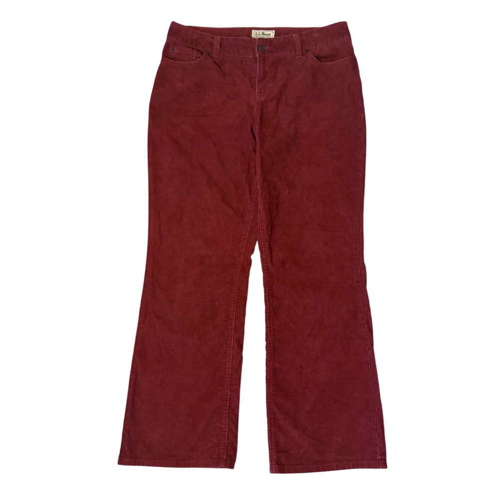 LL Bean Corduroy Favorite Fit Straight‎ Leg Zip Red Brick Pants 5 Pockets Sz 12